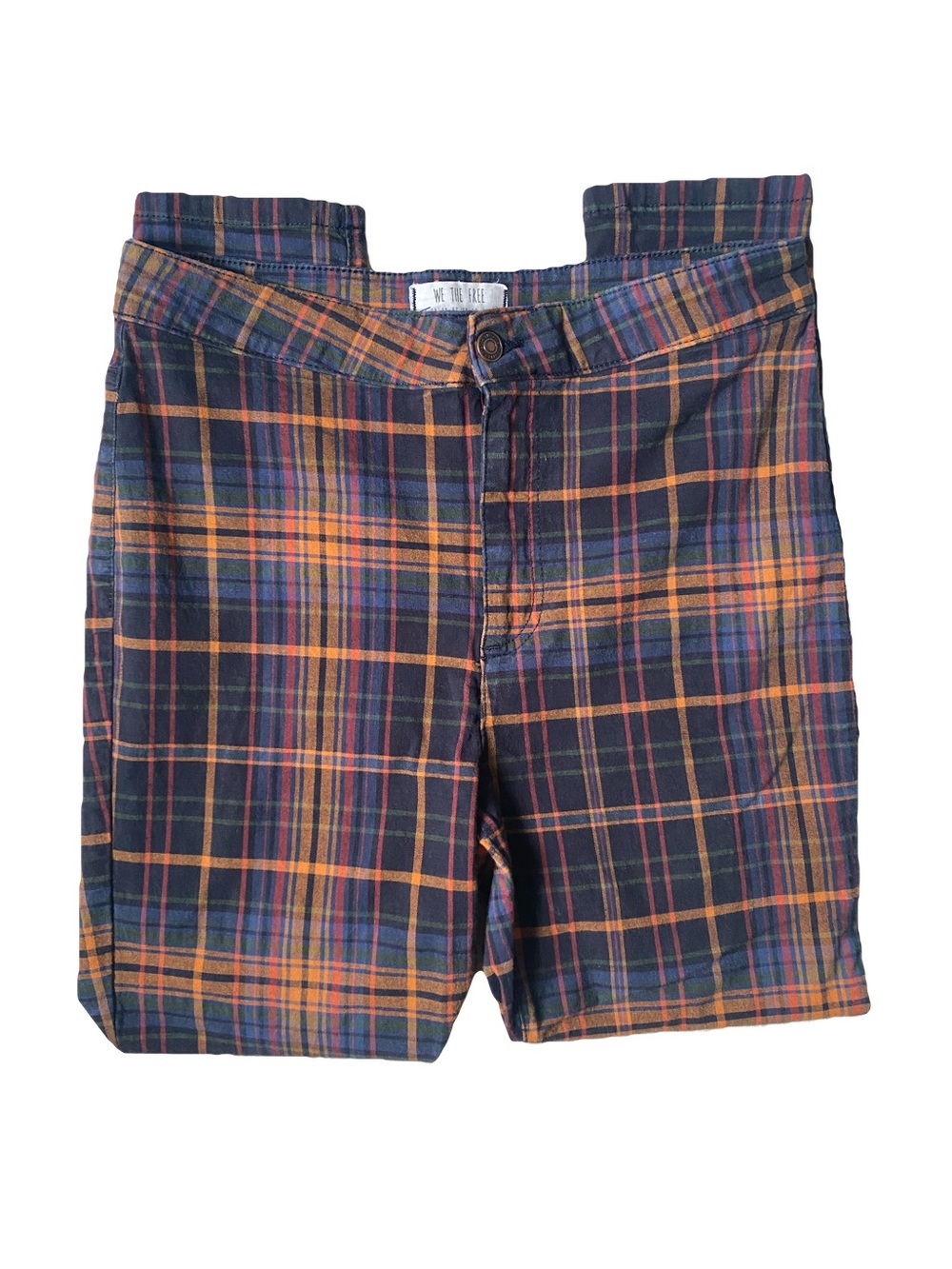 Free People Plaid Cropped Jeggings